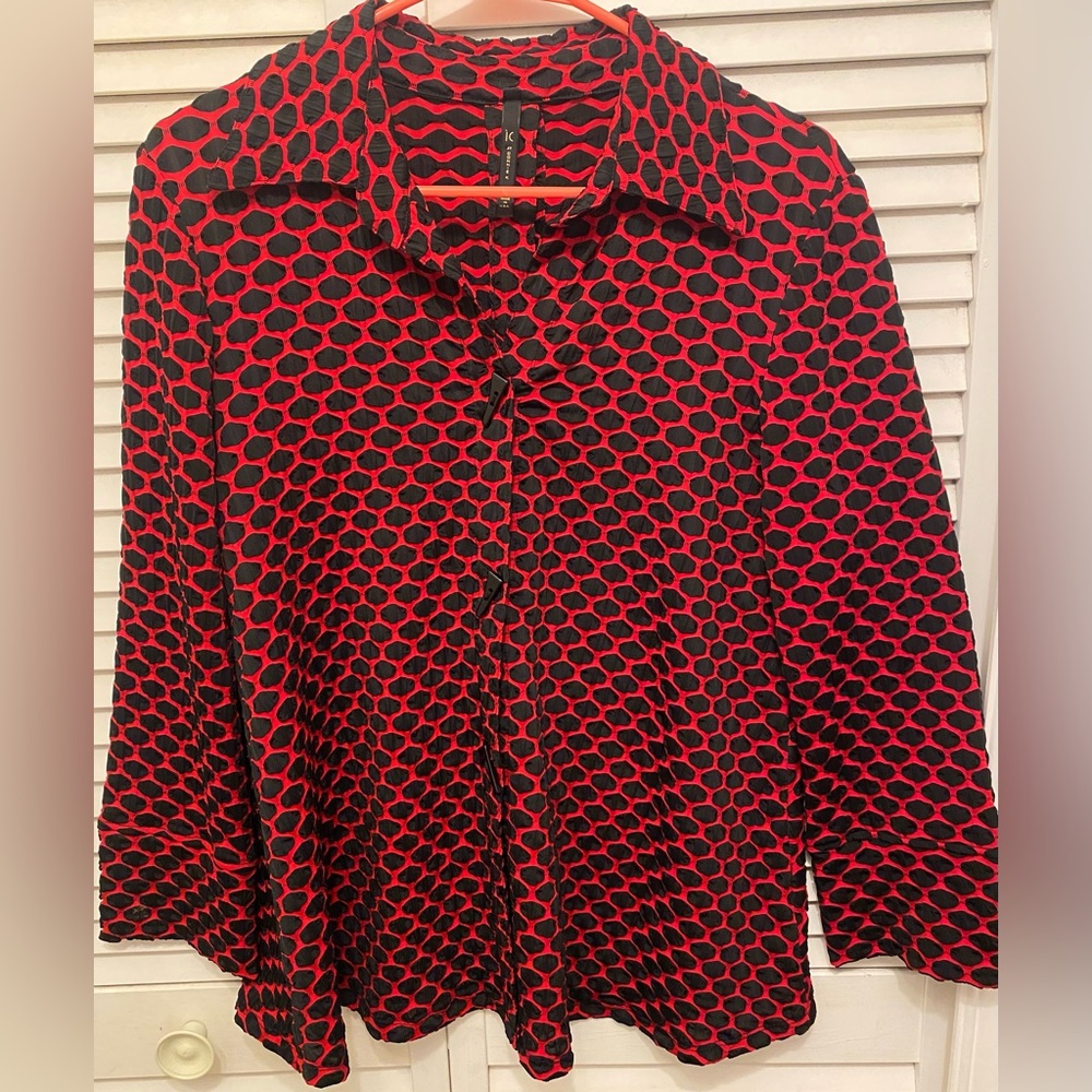 Ladies Black & Red IC By Connie K Blouse Size S